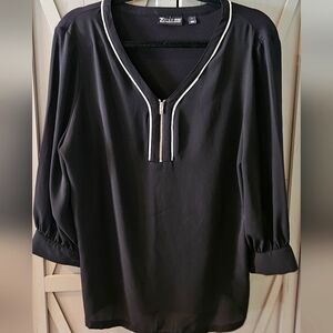 Avenue Black Top with White Piping And Zipper Large